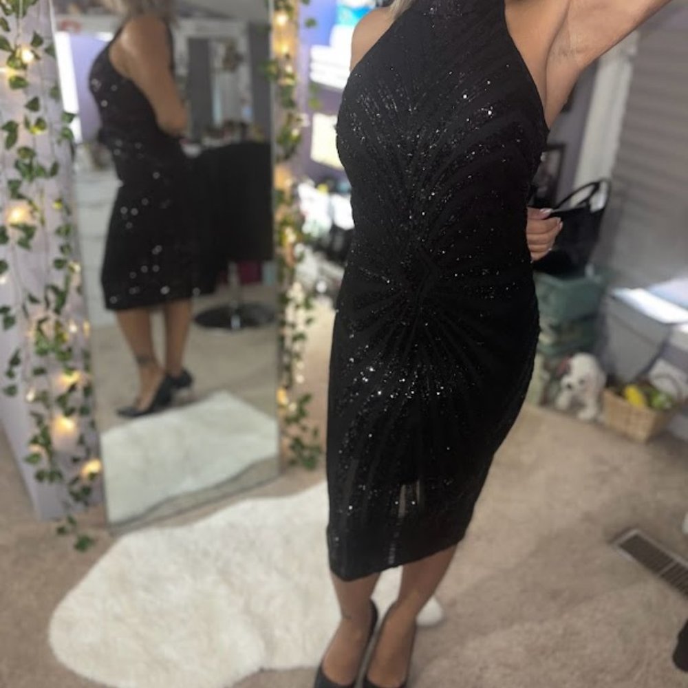 Black Stretch Shiney Evening Gown